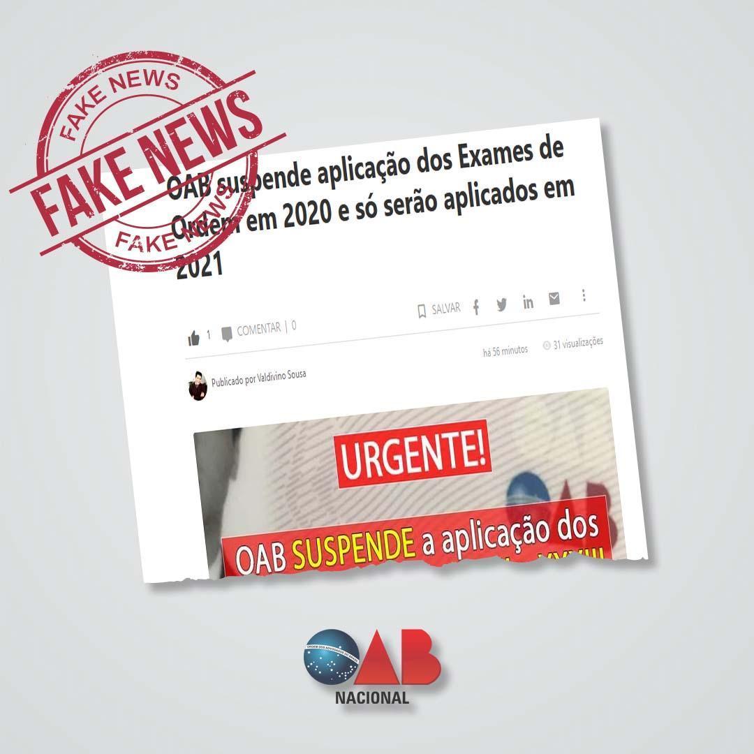 Nota sobre Fake News do Exame da Ordem